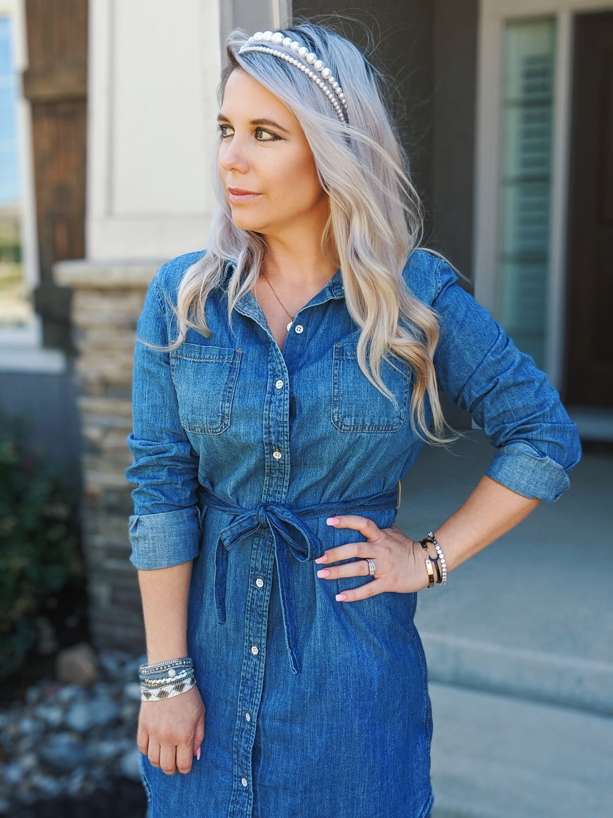 Tie Waist Denim Shirt Dress Tie Waist Denim Shirt Dress — Denim Dress Outfits