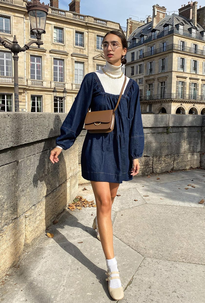 Layered Denim Babydoll Dress Layered Denim Babydoll Dress — Denim Dress Outfits