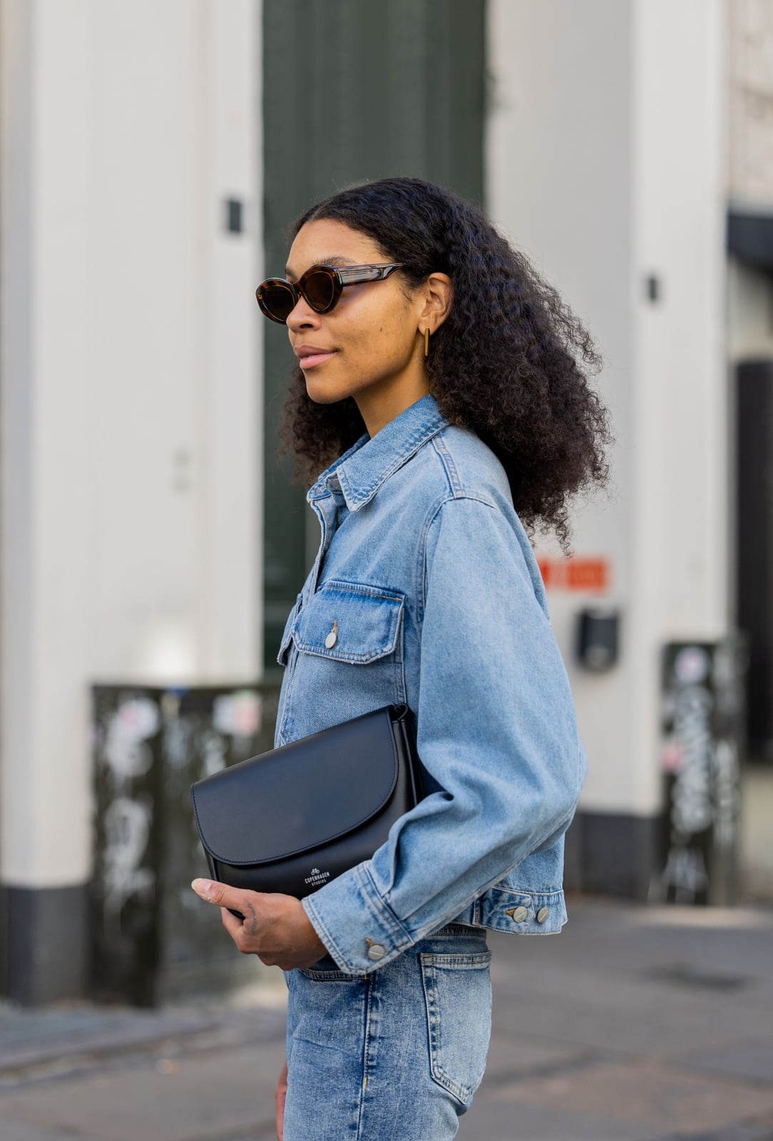 Cropped Light Blue Denim Jacket Detail Cropped Light Blue Denim Jacket Detail — Denim Jacket Outfits