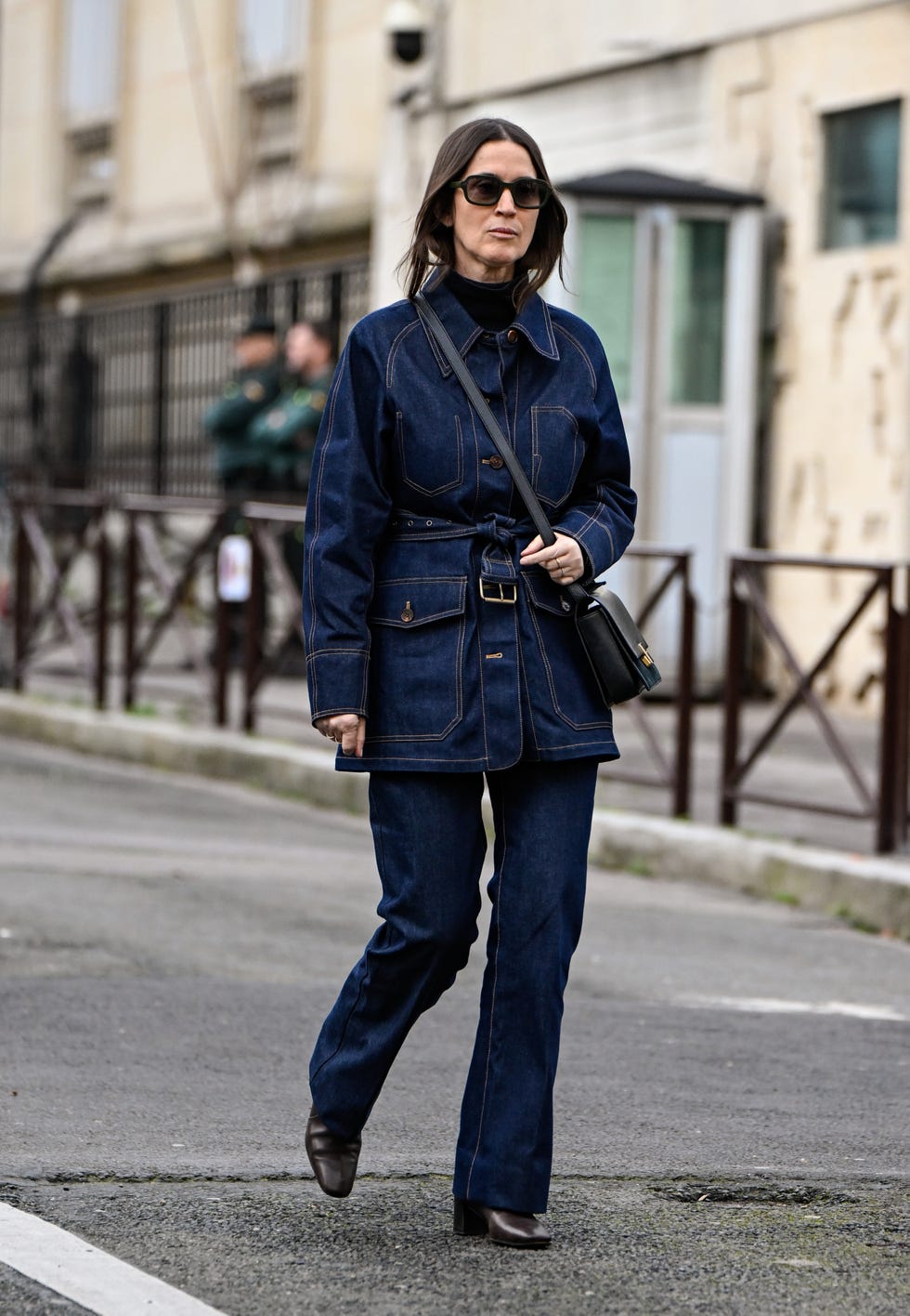Belted Denim Jacket With Turtleneck Belted Denim Jacket With Turtleneck — Denim Jacket Outfits