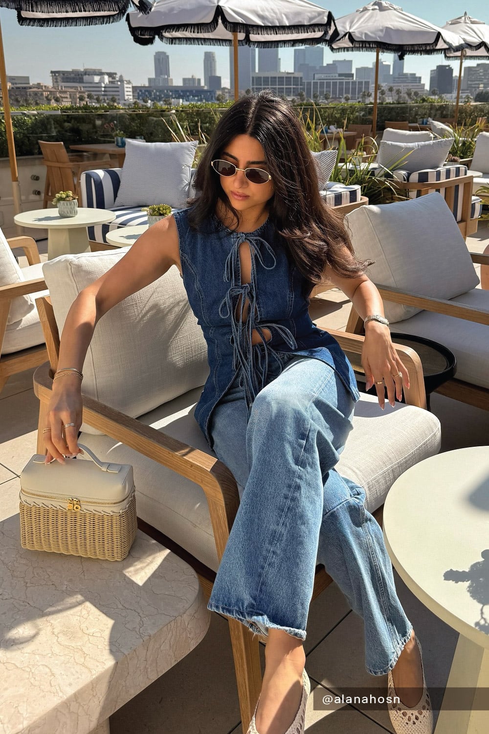Sleeveless Tie Front Denim Top With Jeans Sleeveless Tie Front Denim Top With Jeans — Denim Outfits