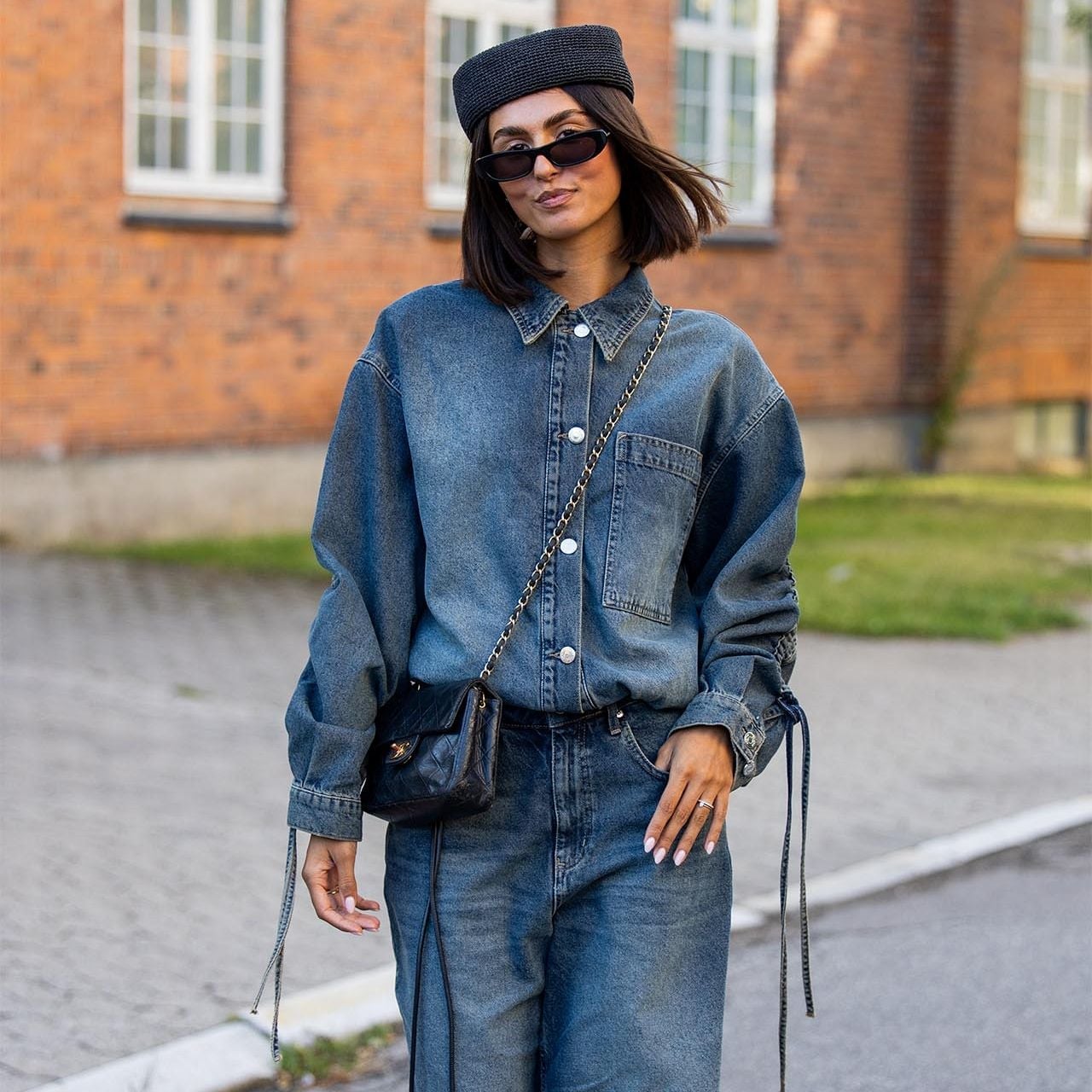Full denim suit with oversized shirt Full denim suit with oversized shirt — Denim Top Outfit