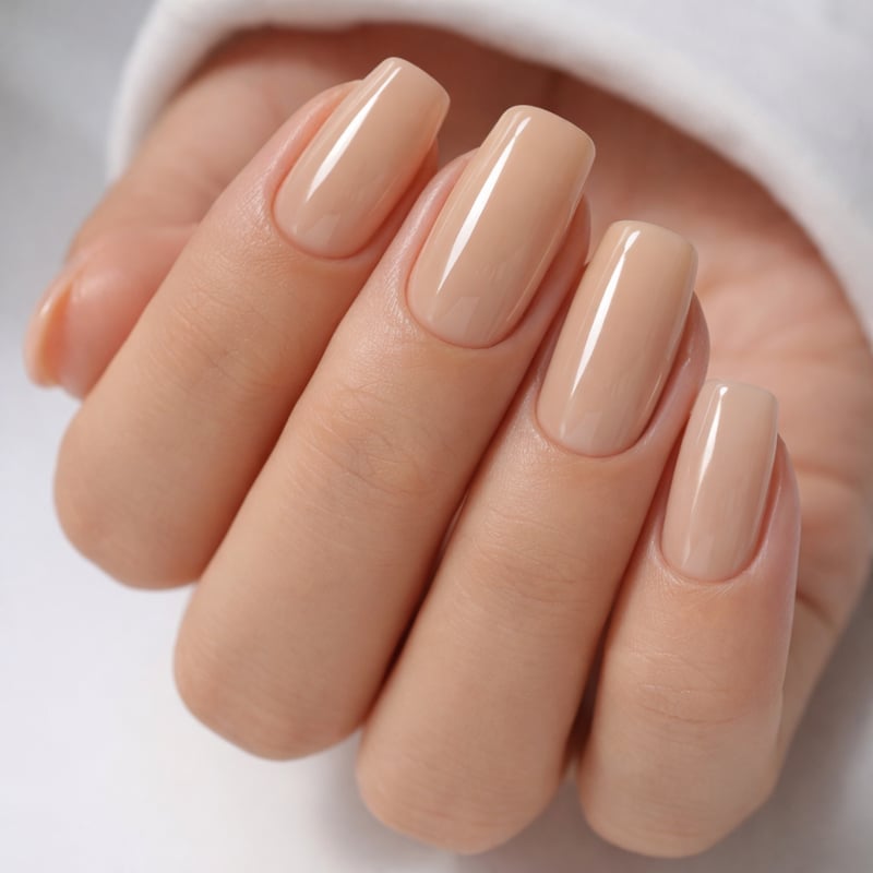 Short Square Light Beige Nude Glossy Dip Nails Short Square Light Beige Nude Glossy Dip Nails