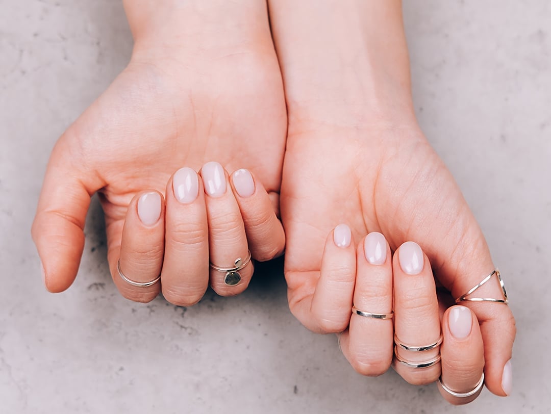 Short Oval Sheer Milky Pink Glossy Dip Nails, Solid Color Short Oval Sheer Milky Pink Glossy Dip Nails, Solid Color