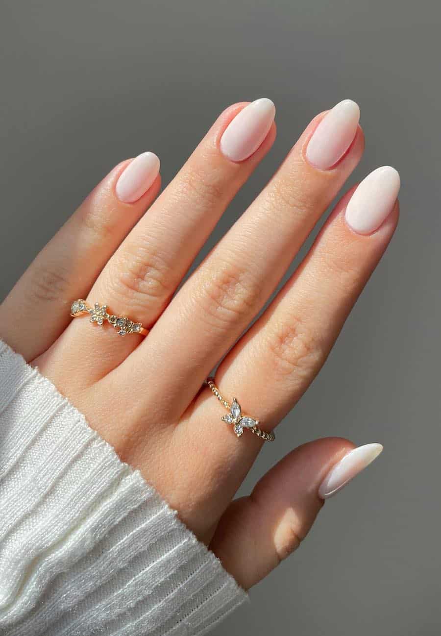 Short Almond Creamy White Matte Dip Nails Short Almond Creamy White Matte Dip Nails
