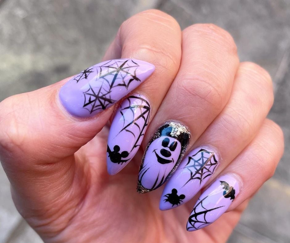Halloween Mickey Mouse Ghost Long Coffin Nails Halloween Mickey Mouse Ghost Long Coffin Nails — Disney Nails