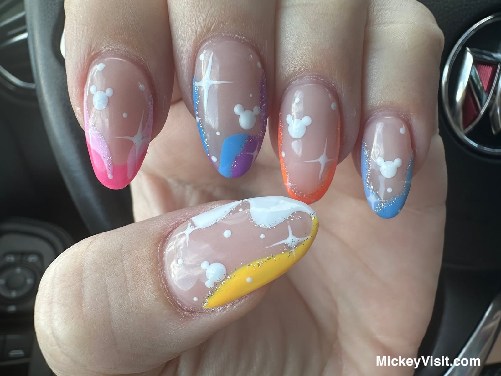 Mickey Mouse French Tip Medium Almond Nails Mickey Mouse French Tip Medium Almond Nails — Disney Nails
