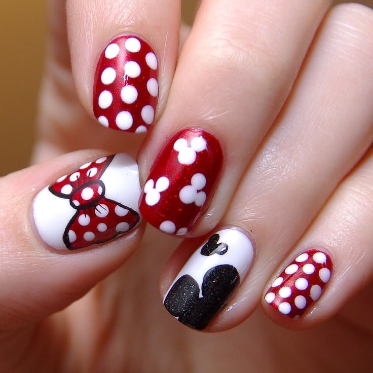 Minnie Mouse Bow Short Square Red Polka Dot Nails Minnie Mouse Bow Short Square Red Polka Dot Nails — Disney Nails