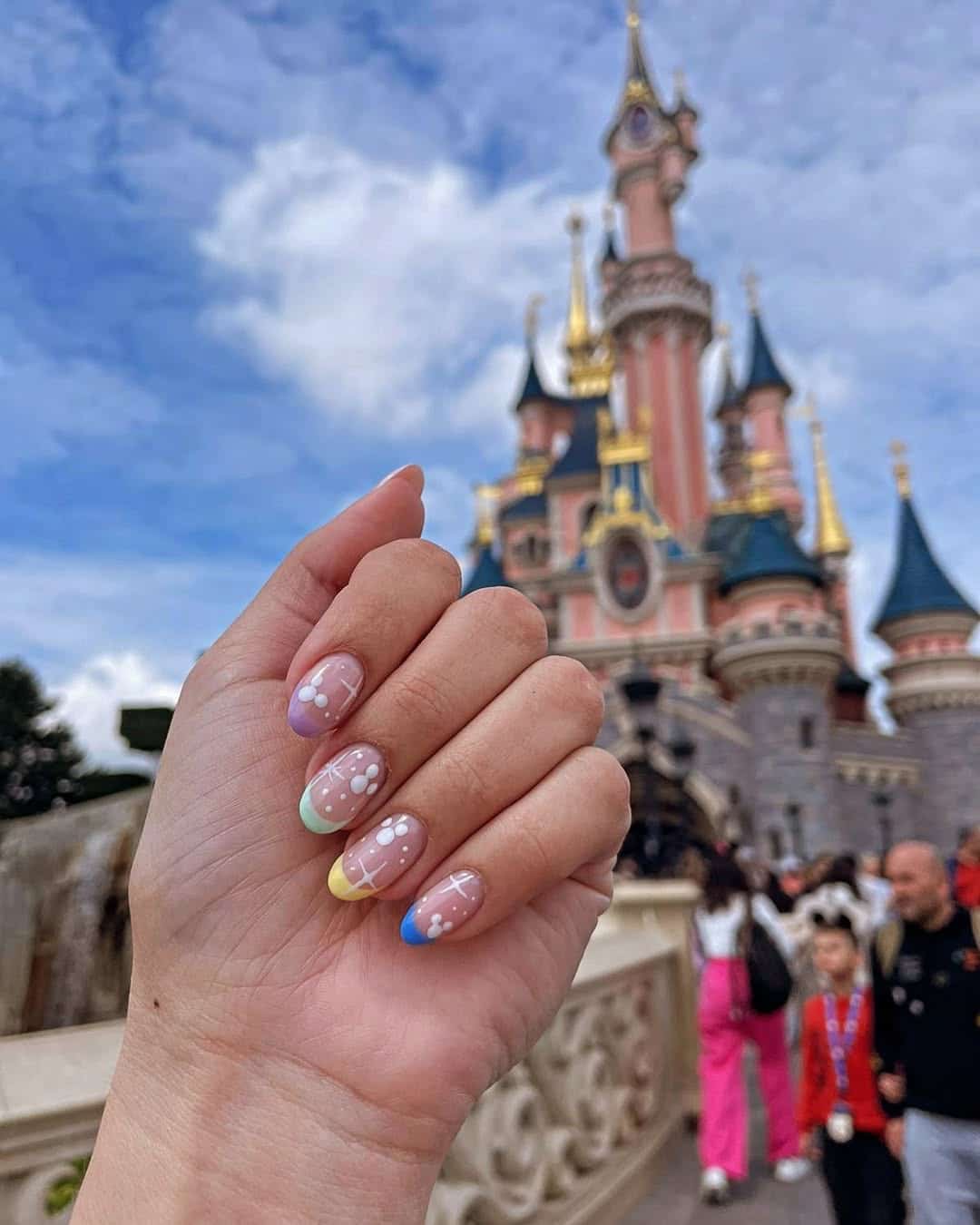Colorful French Tip Medium Almond Nails Colorful French Tip Medium Almond Nails — Disney Nails