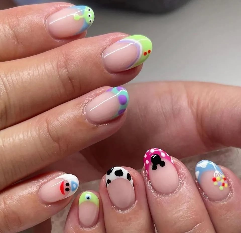 Character French Tip Short Oval Nails Character French Tip Short Oval Nails — Disney Nails