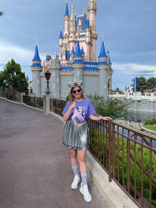 Purple Graphic Tee Silver Metallic Pleated Skirt Purple Graphic Tee Silver Metallic Pleated Skirt — Disney Outfits