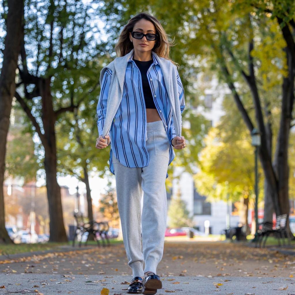 Striped Shirt With Gray Cardigan Striped Shirt With Gray Cardigan — Doc Martens Outfits
