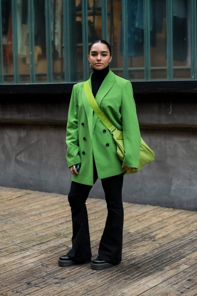 Green Blazer With Flare Pants Green Blazer With Flare Pants — Doc Martens Outfits