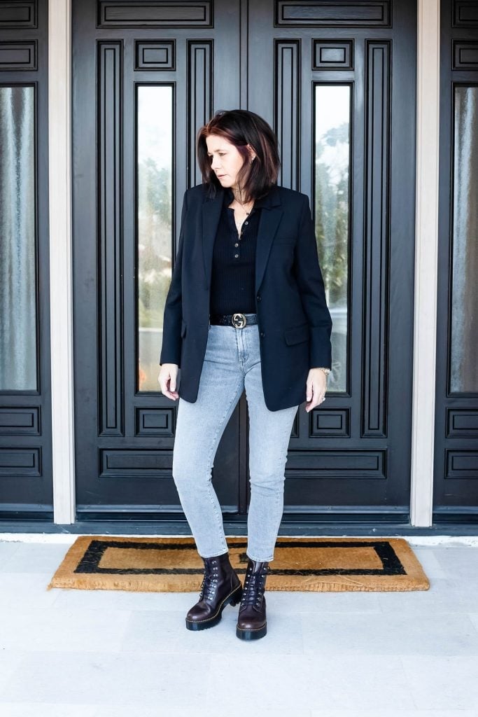 Black Blazer With Slim Fit Jeans Black Blazer With Slim Fit Jeans — Doc Martens Outfits