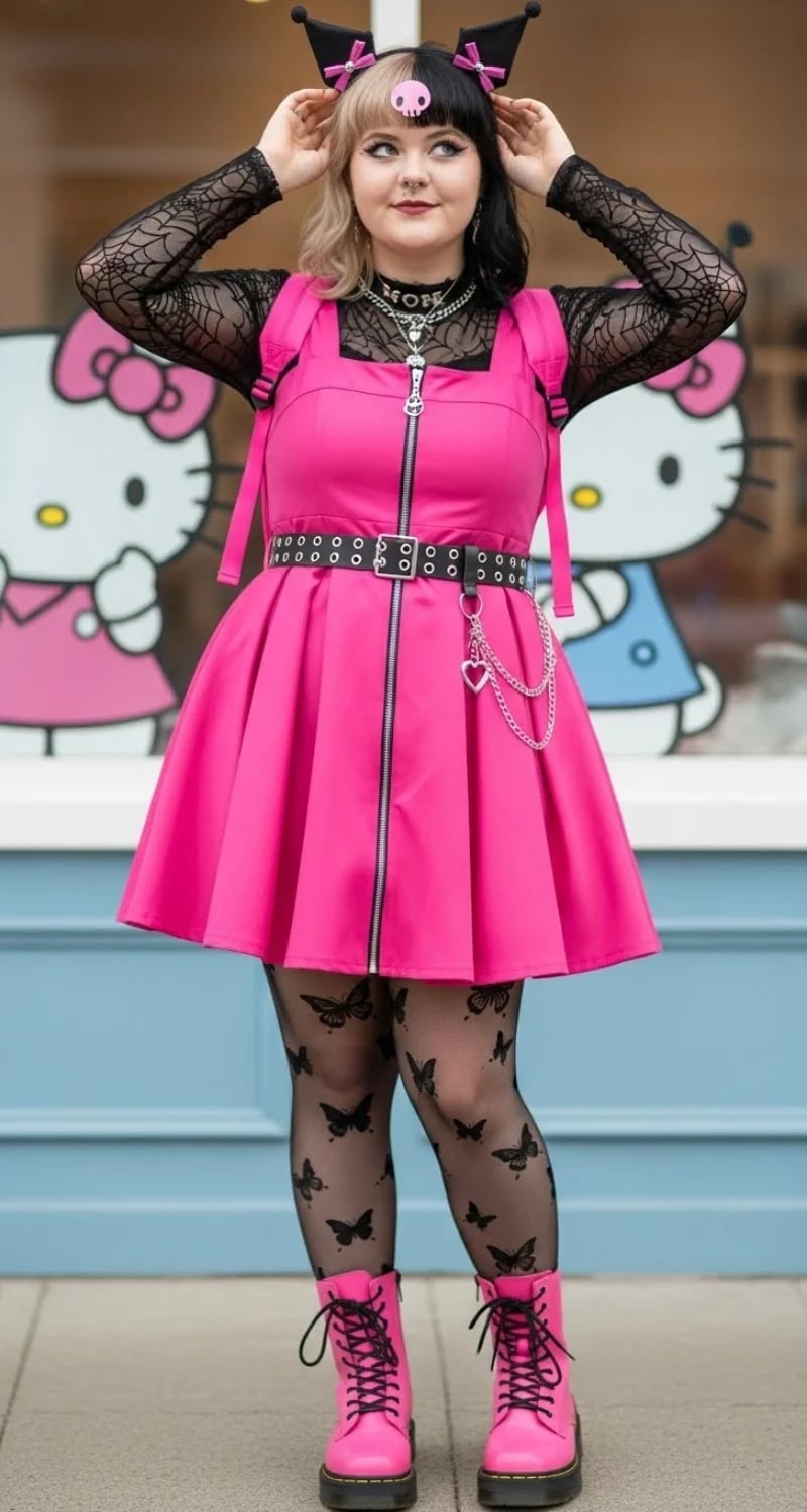 Pinafore Dress Over Lace Top Pinafore Dress Over Lace Top — Doc Martens Outfits