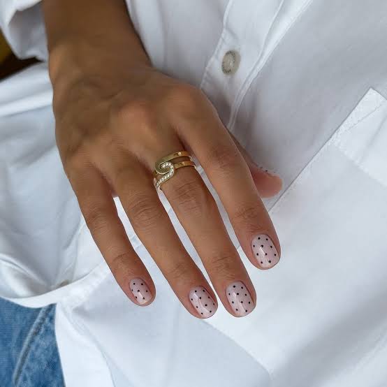 Light Blue Nails with Dark Blue Dots Light Blue Nails with Dark Blue Dots — Dots Nail Designs