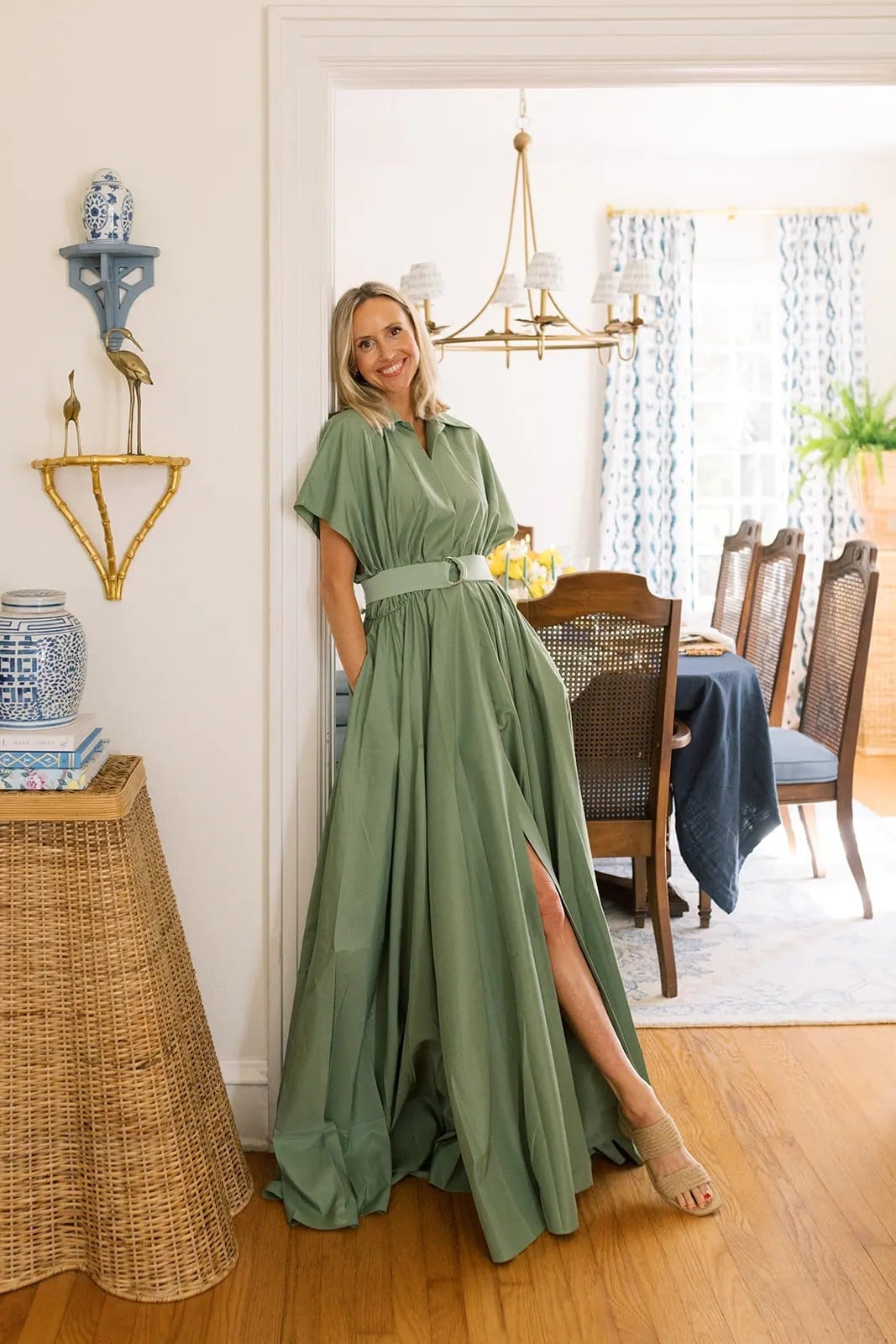 Olive green maxi shirt dress with belted waist Olive green maxi shirt dress with belted waist — Dress for Wedding Guest