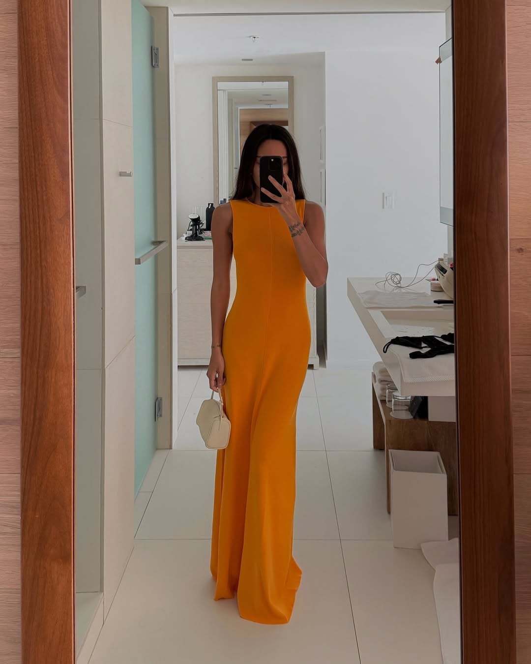 Vibrant orange column maxi dress with high neckline Vibrant orange column maxi dress with high neckline — Dress for Wedding Guest