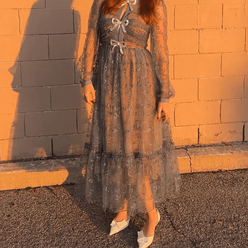 Sheer Blue Embroidered Midi Dress with Tiered Hem Sheer Blue Embroidered Midi Dress with Tiered Hem — Dress Ideas