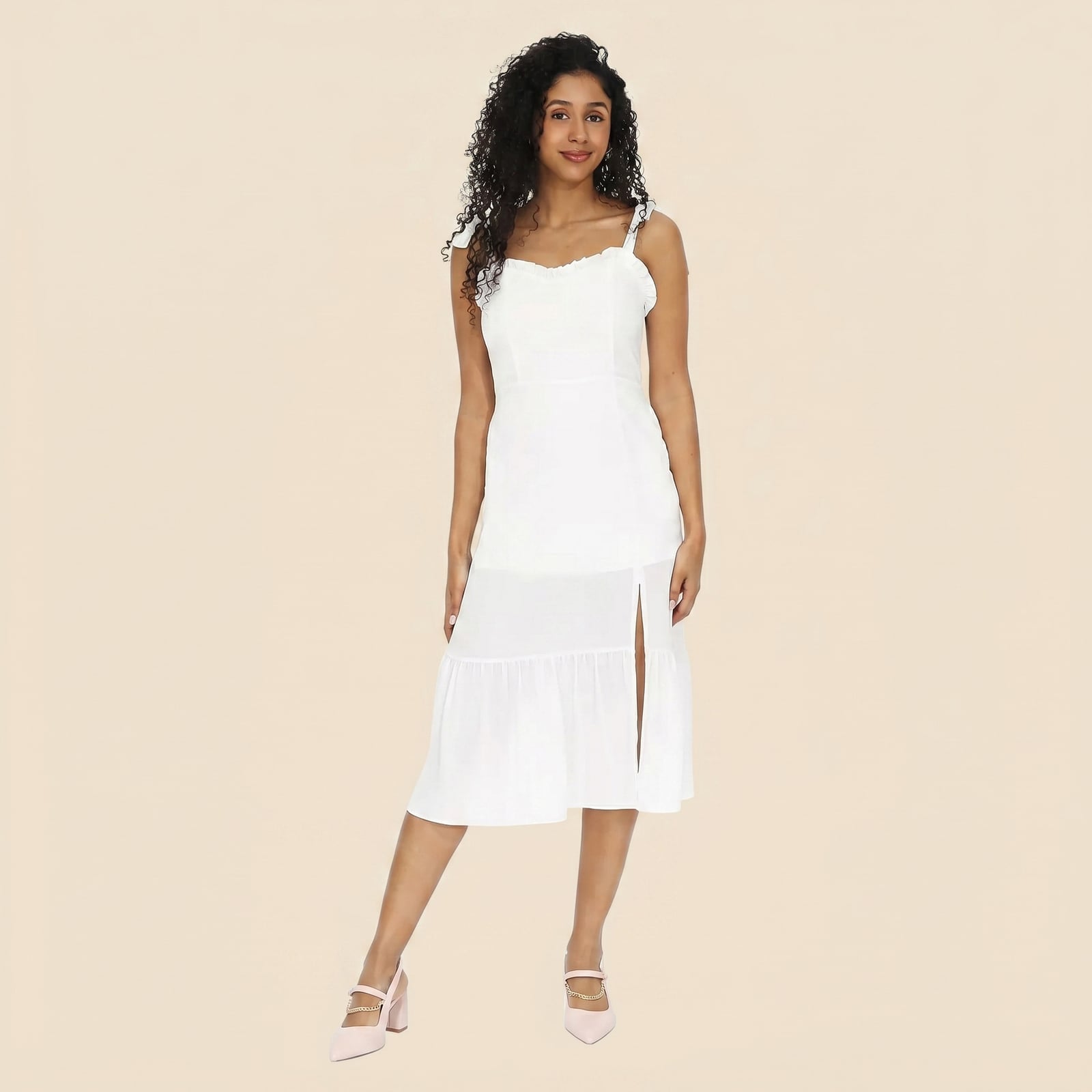 White Linen Sundress with Tiered Skirt for Daytime White Linen Sundress with Tiered Skirt for Daytime — Dress Ideas