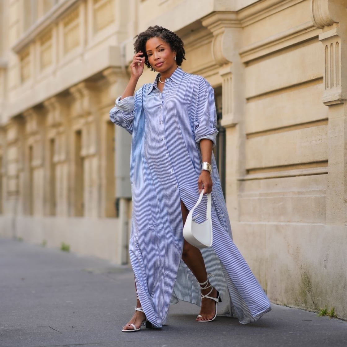 Oversized Blue and White Striped Shirt Dress for Summer Oversized Blue and White Striped Shirt Dress for Summer — Dress Ideas