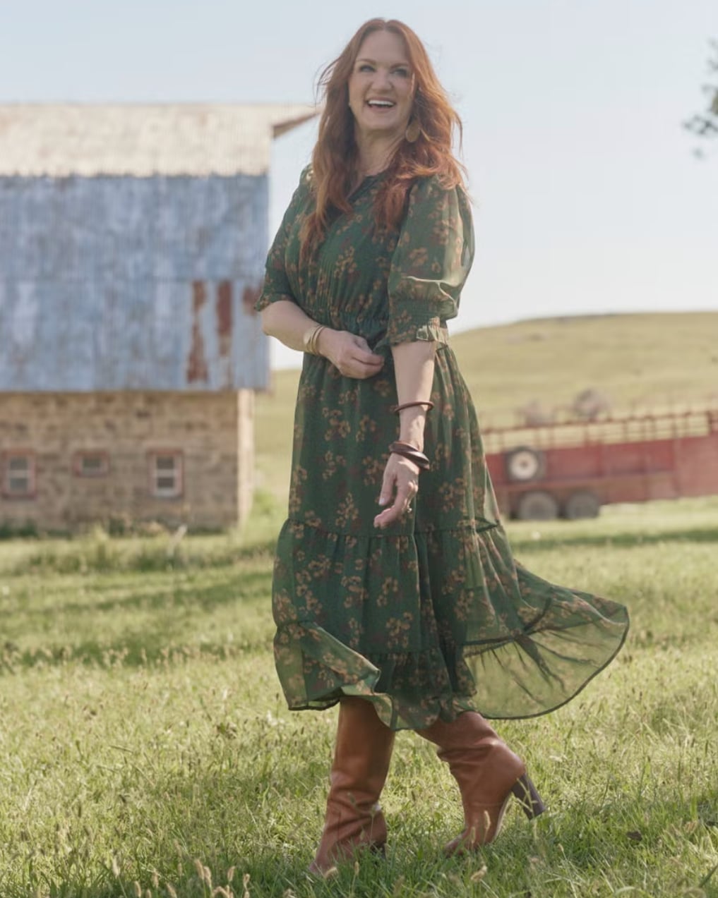 Green Floral Print Chiffon Midi Dress for Autumn Green Floral Print Chiffon Midi Dress for Autumn — Dress Ideas
