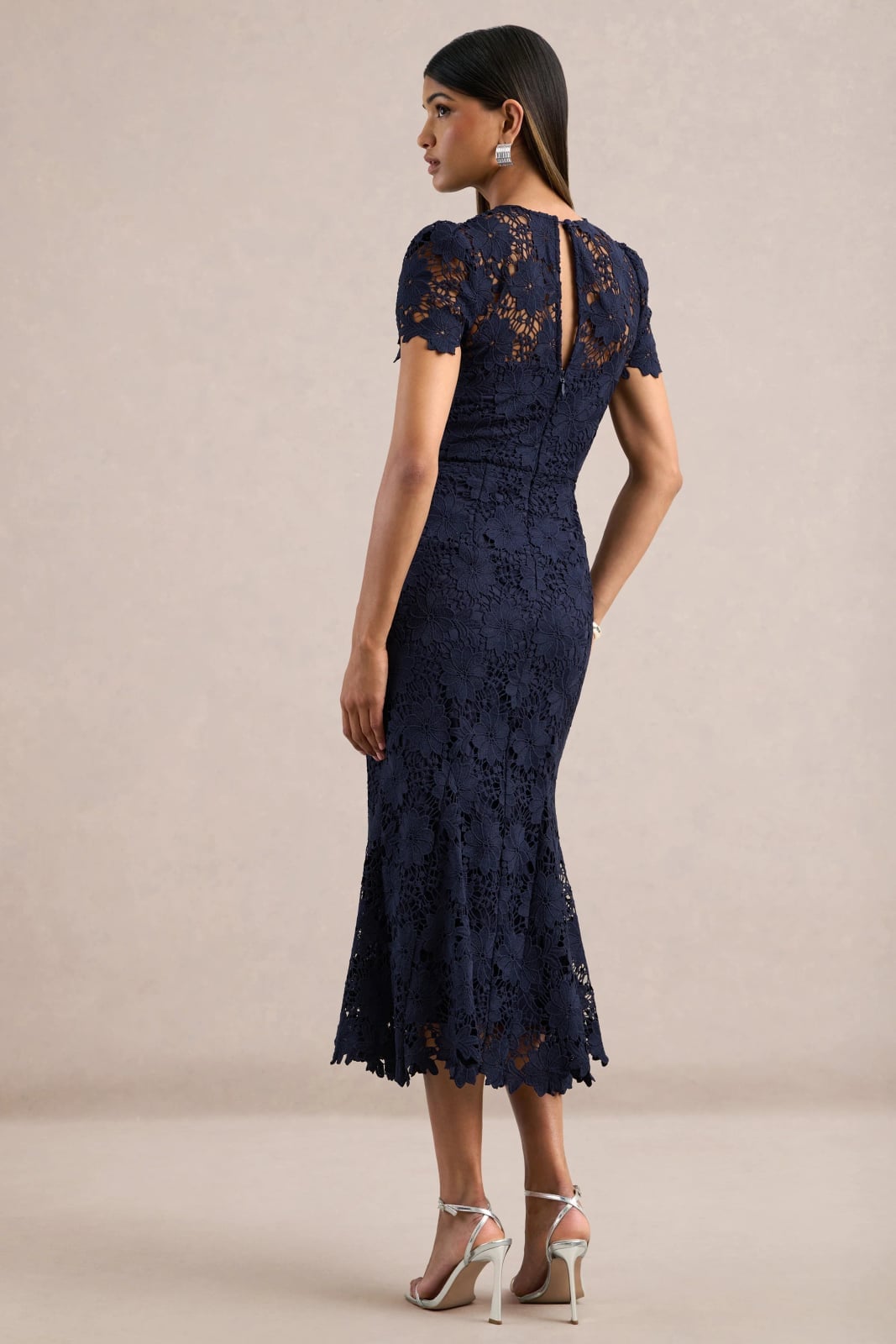 Navy blue lace short sleeve midi dress Navy blue lace short sleeve midi dress — Dress Outfits