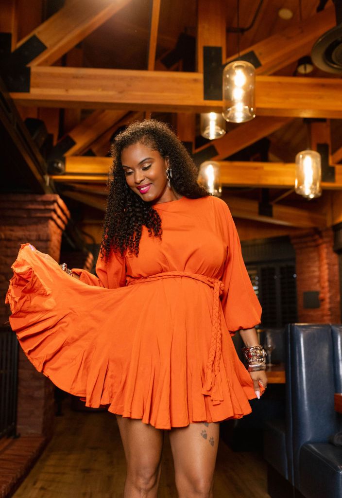 Vibrant orange long sleeve mini dress Vibrant orange long sleeve mini dress — Dress Outfits