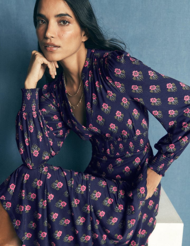 Navy Floral Print Long Sleeve Dress Navy Floral Print Long Sleeve Dress — Dress with Sleeves