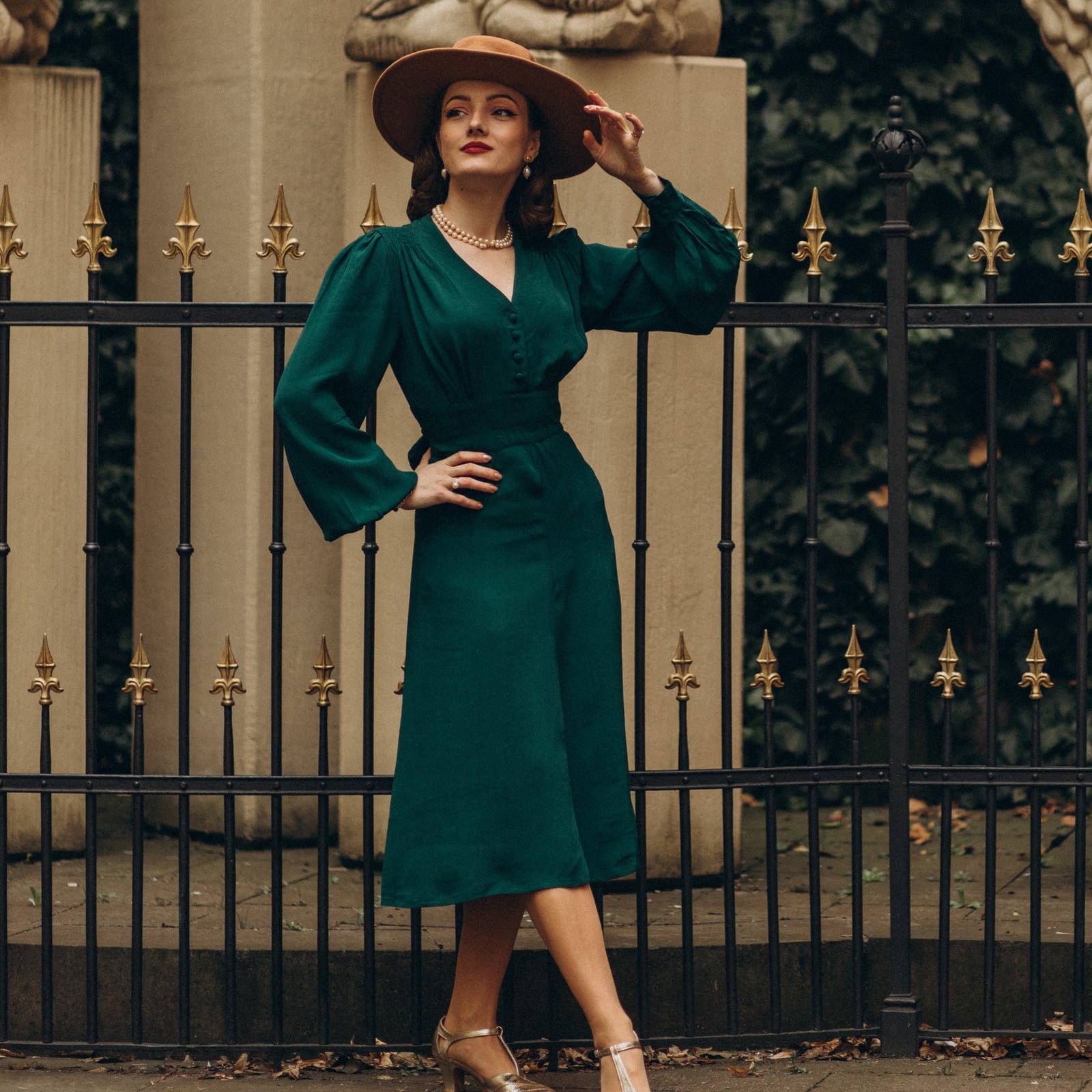 Emerald Green Bell Sleeve Midi Dress Emerald Green Bell Sleeve Midi Dress — Dress with Sleeves
