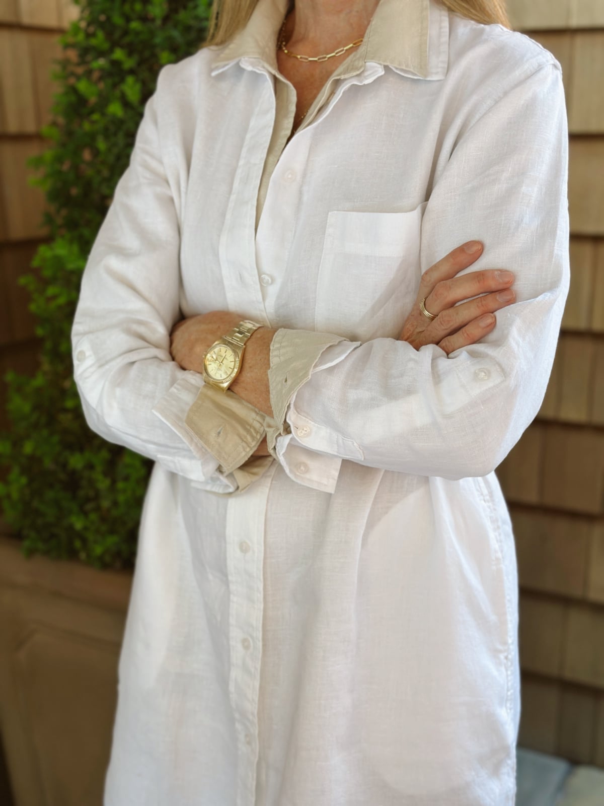 White Linen Long Sleeve Shirt Dress White Linen Long Sleeve Shirt Dress — Dress with Sleeves