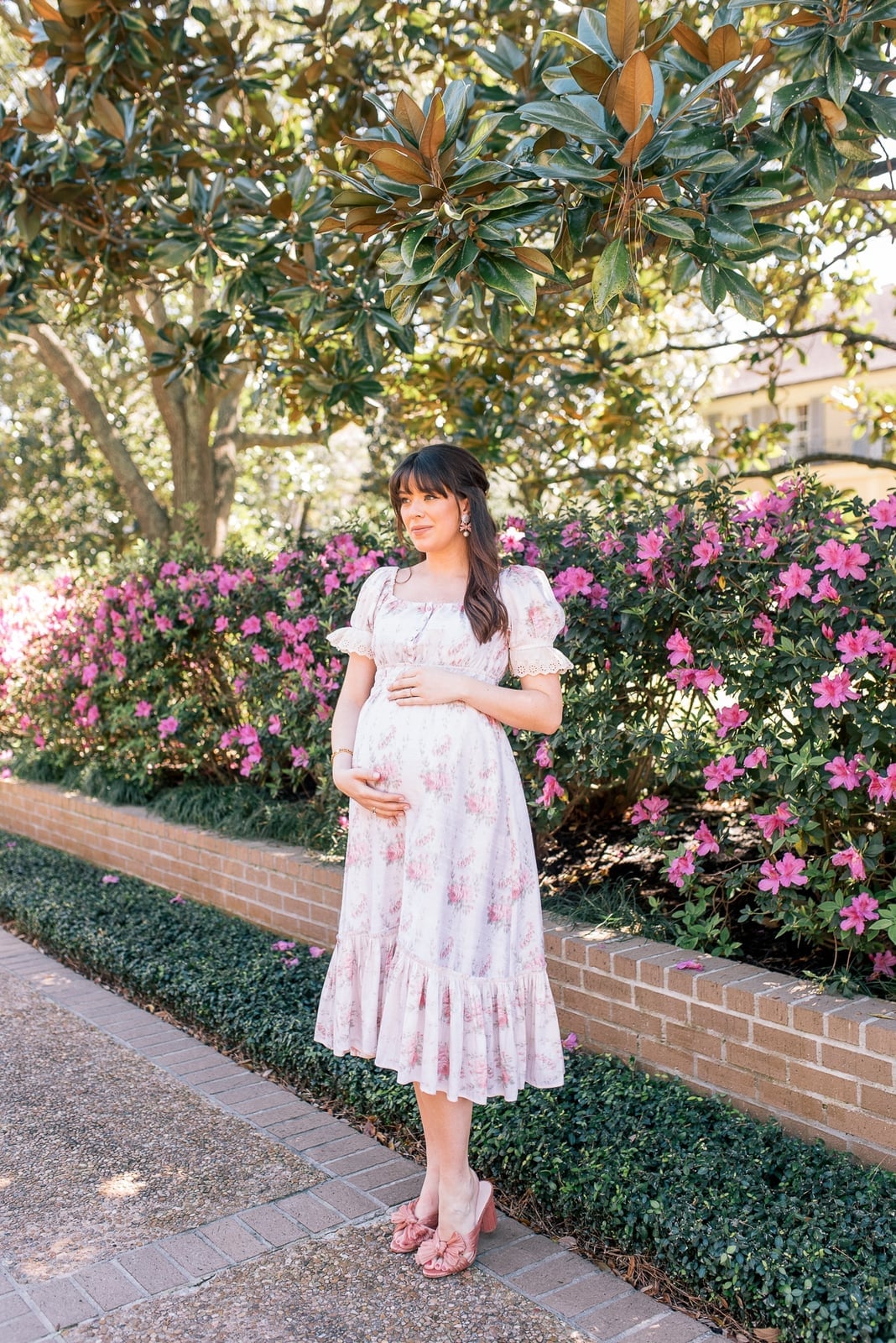 White floral midi dress with puff sleeves White floral midi dress with puff sleeves — Dresses for Moms