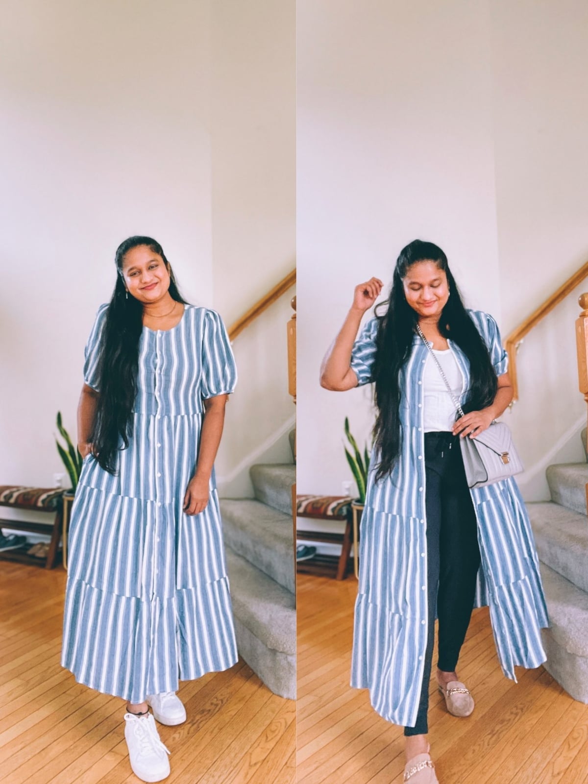 Blue and white striped midi dress Blue and white striped midi dress — Dresses for Moms