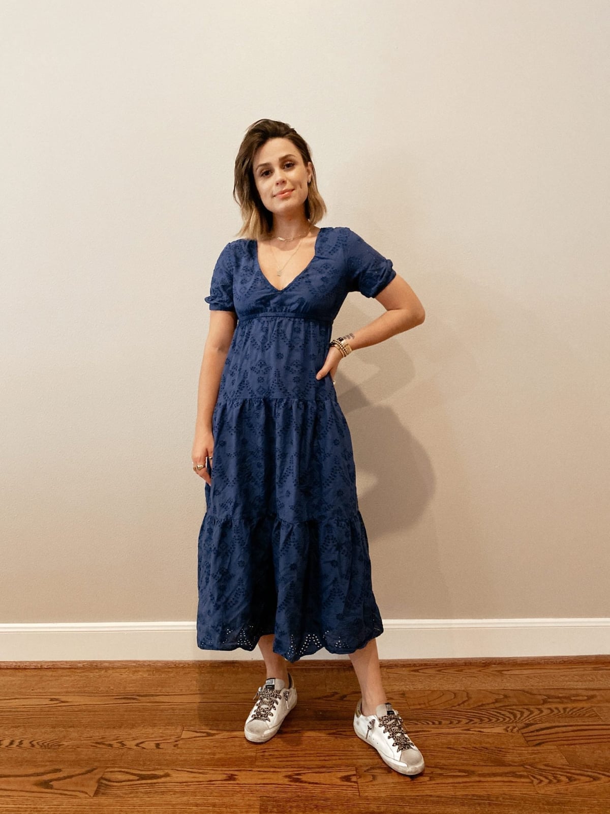 Navy blue broderie anglaise midi dress Navy blue broderie anglaise midi dress — Dresses for Moms