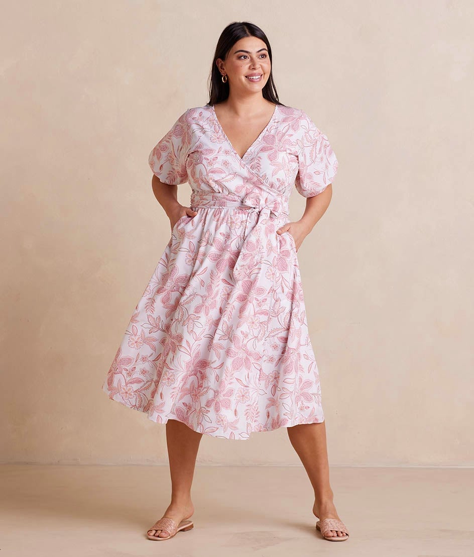 Pink floral wrap midi dress Pink floral wrap midi dress — Dresses for Moms
