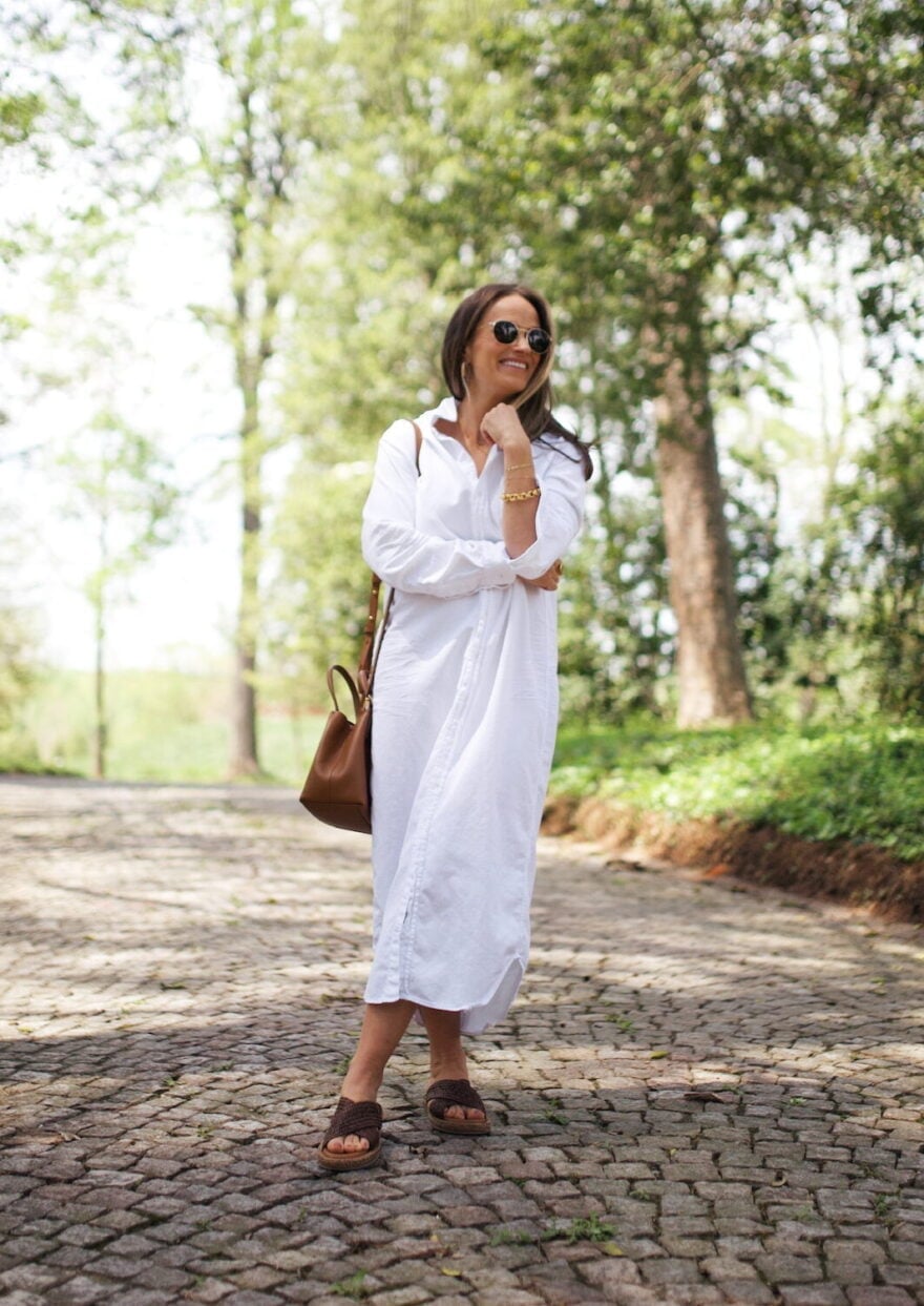 Long sleeve white cotton shirt dress Long sleeve white cotton shirt dress — Dresses for Moms