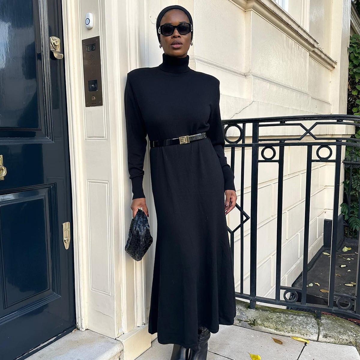 Black knit turtleneck column dress Black knit turtleneck column dress — Dresses for Moms