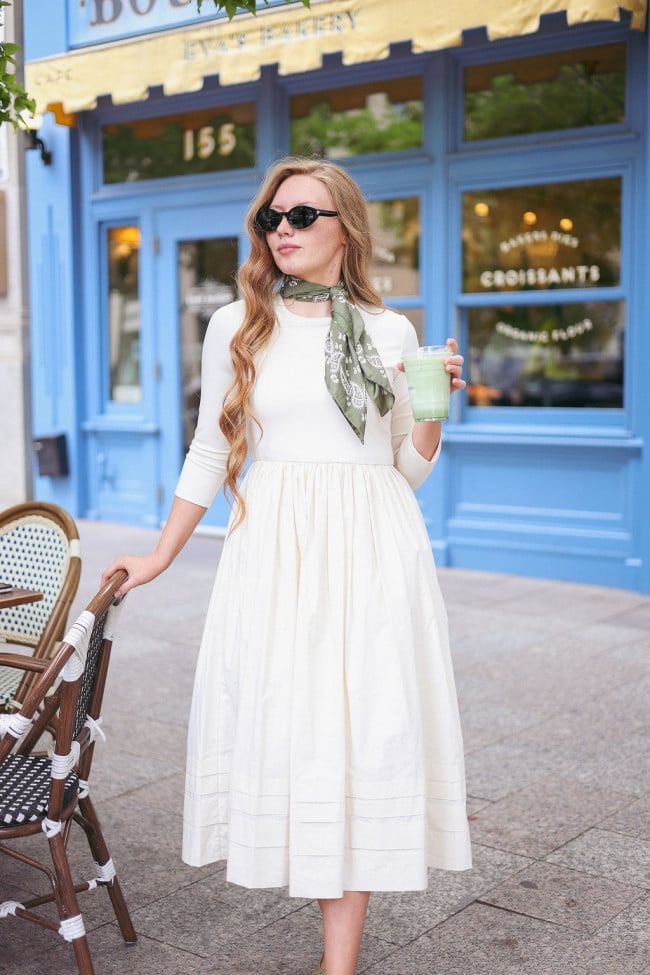 Off-White Pleated Cotton A-Line Dress Off-White Pleated Cotton A-Line Dress — Dresses Simple
