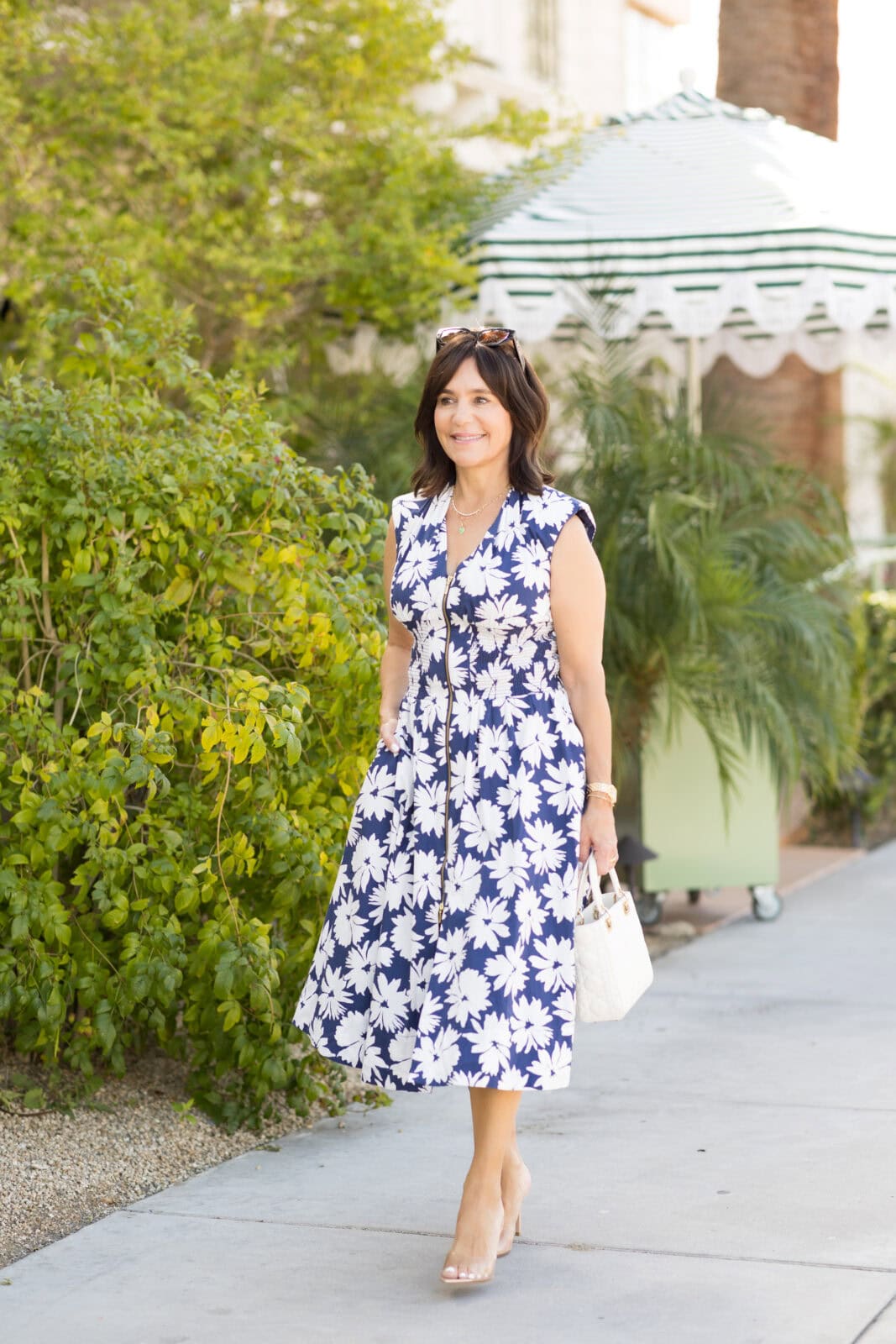 Blue and White Floral Fit and Flare Dress Blue and White Floral Fit and Flare Dress — Dresses Simple