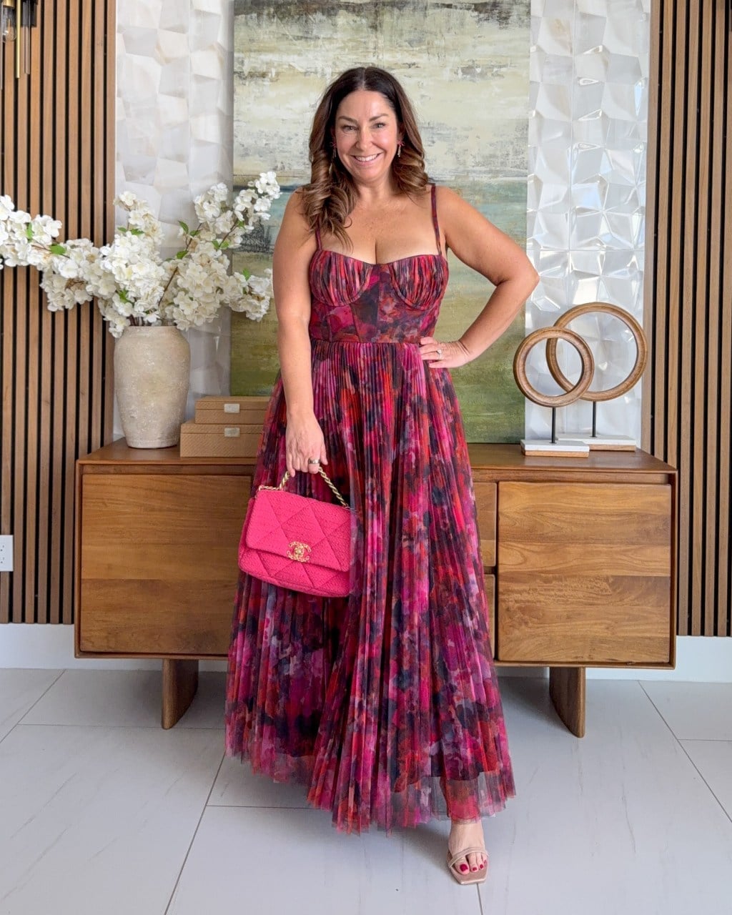 Floral Print Maxi Dress With Pleated Skirt Floral Print Maxi Dress With Pleated Skirt — Dresses to Wear