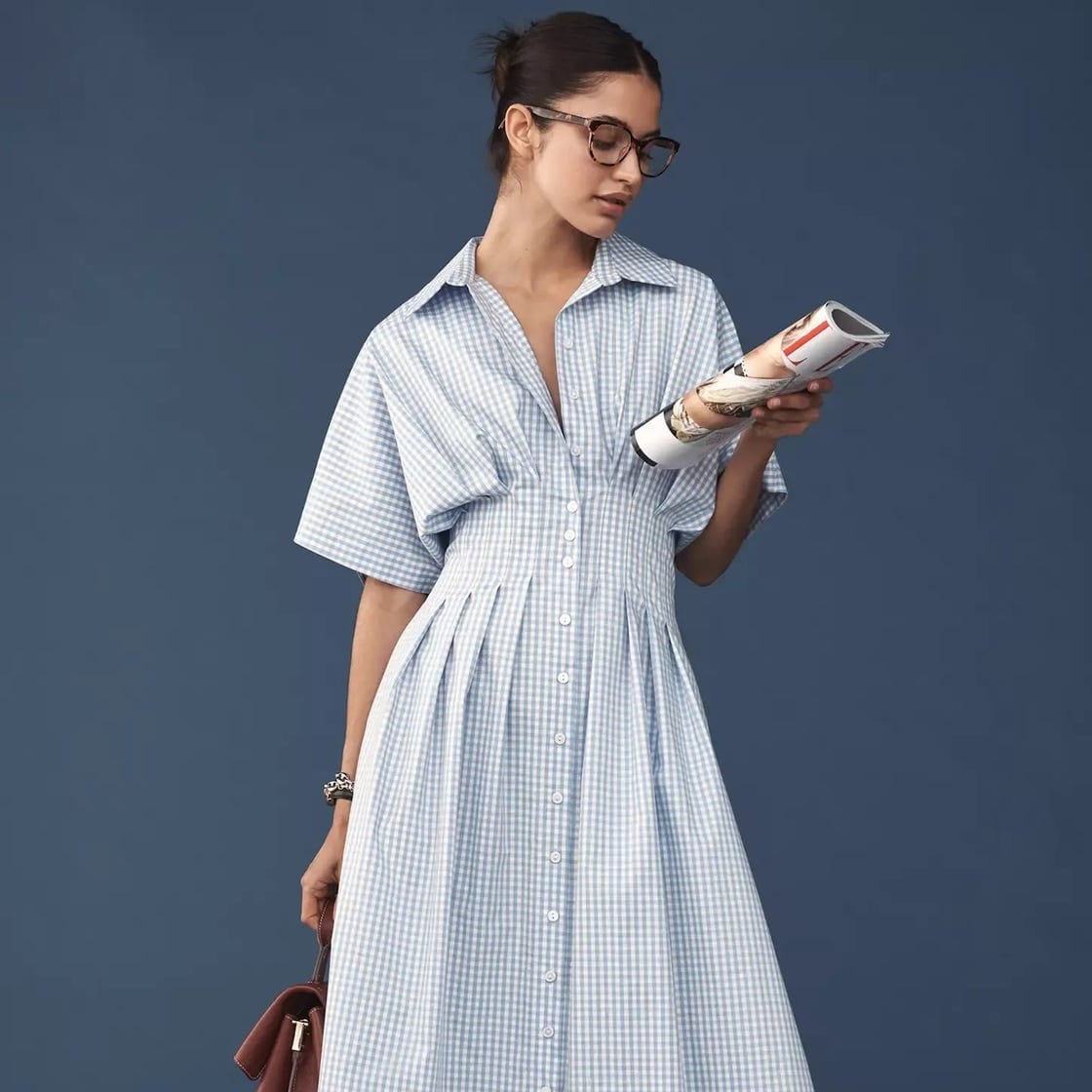 Blue Gingham Shirtdress With Fit And Flare Blue Gingham Shirtdress With Fit And Flare — Dresses to Wear
