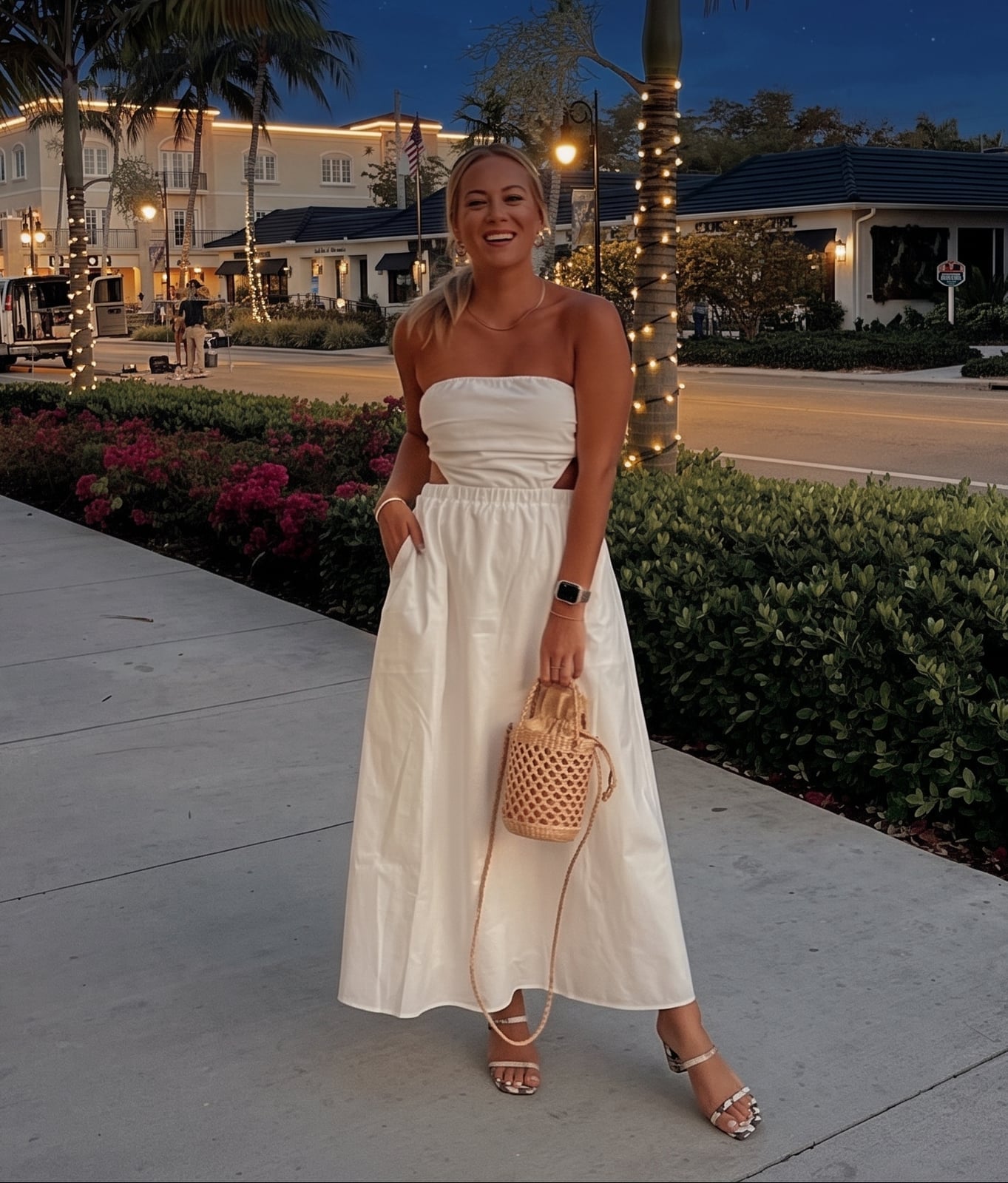 White Strapless Maxi Dress with Cut-Out White Strapless Maxi Dress with Cut-Out — Dressy Outfits