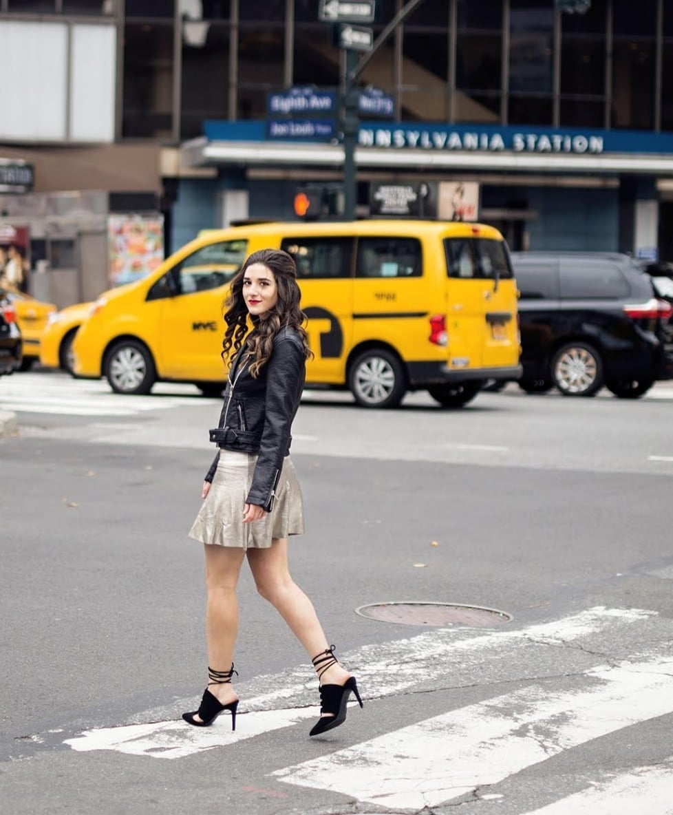 Leather jacket with metallic mini skirt Leather jacket with metallic mini skirt — Edgy Outfits