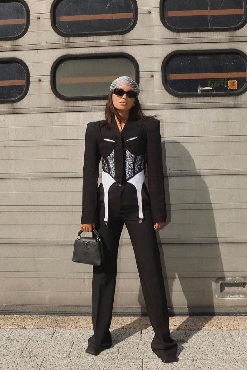 Blazer with lace corset and trousers Blazer with lace corset and trousers — Edgy Outfits