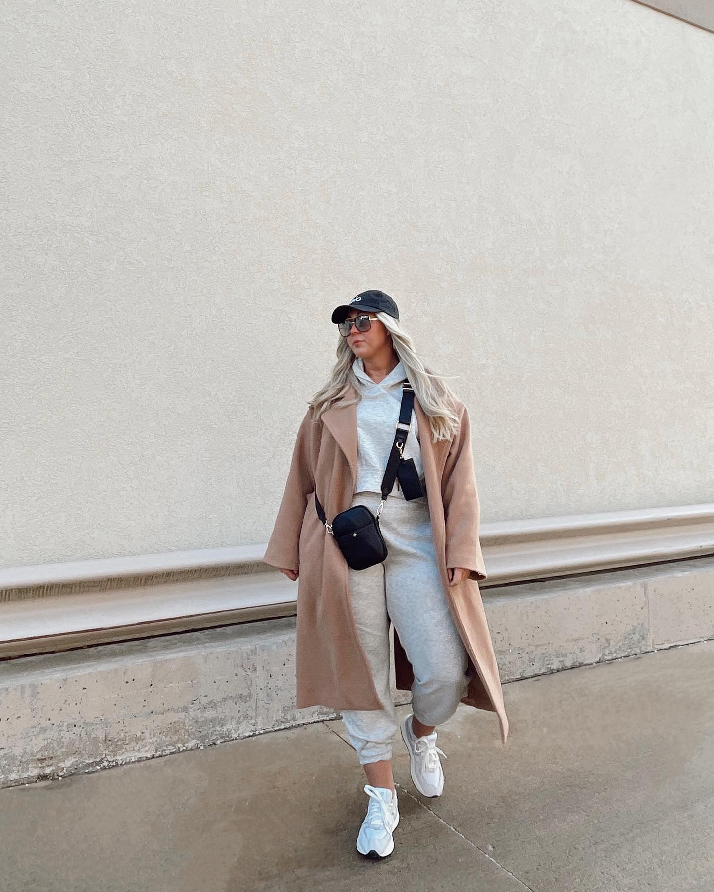 Effortless Chic Camel Coat And Jogger Outfit