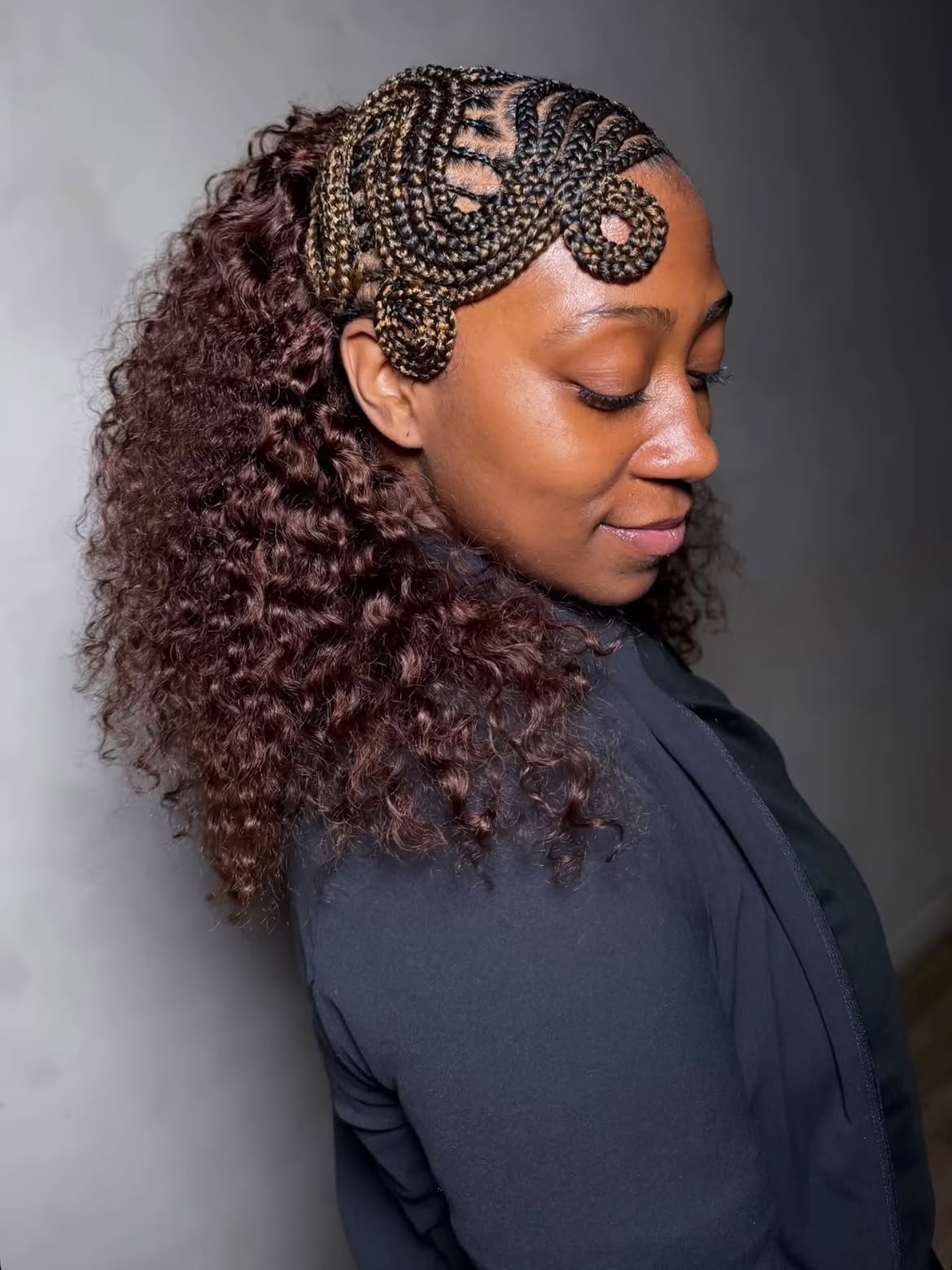 Elegant Braided Crown With Curly Extensions