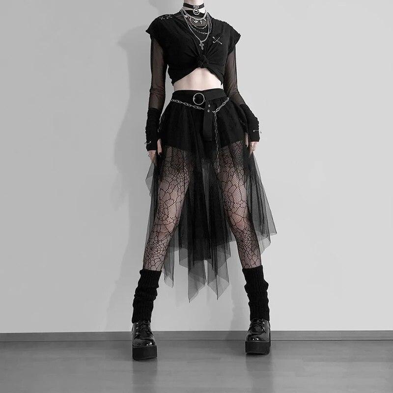 Mesh Top With Tulle Skirt And Spiderweb Tights Mesh Top With Tulle Skirt And Spiderweb Tights — Emo Outfits