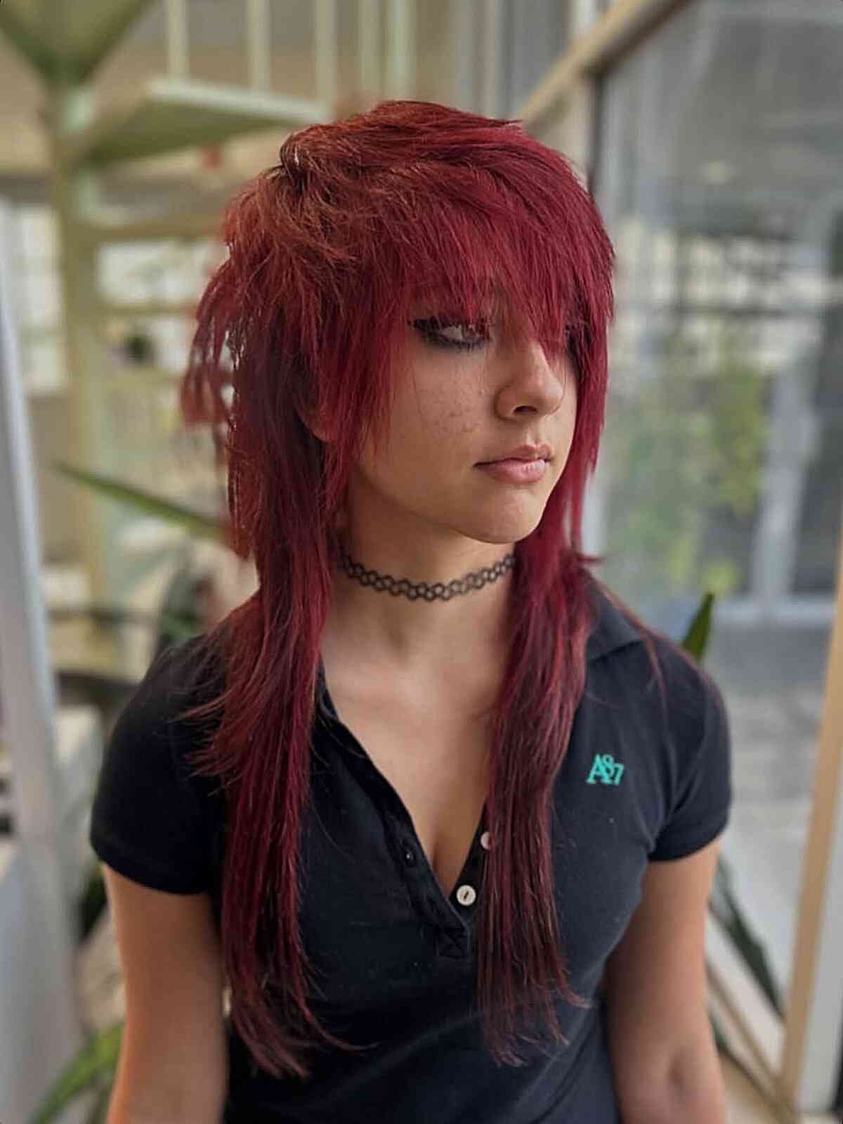 Polo shirt and choker offer a subtle emo vibe Polo shirt and choker offer a subtle emo vibe — Emo Style