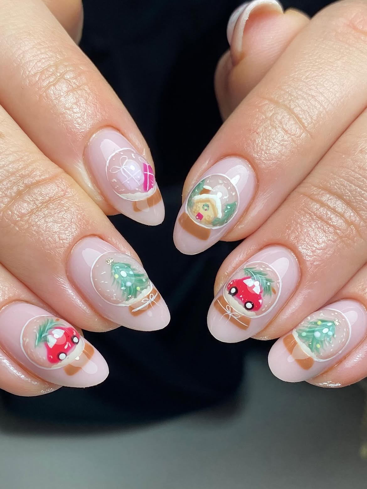 Enchanting Snow Globe Christmas Nail Art