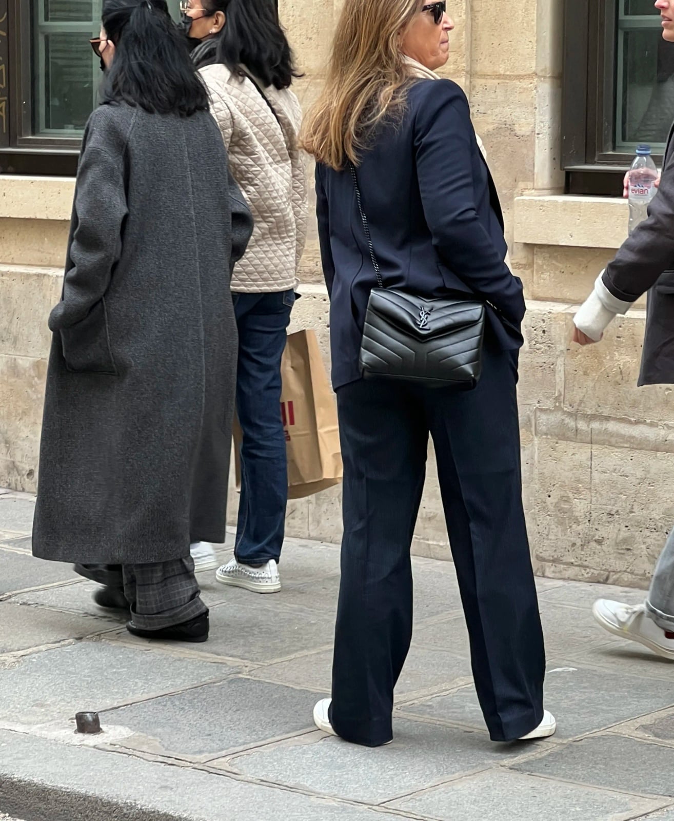 Navy Blazer Wide Leg Trousers and White Sneakers Navy Blazer Wide Leg Trousers and White Sneakers — Errands Outfits
